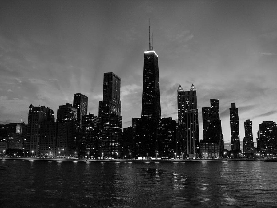 Chicago Skyscrapers Silhouette at Sunset Wall Mural Wallpaper Mural Color Custom Size
