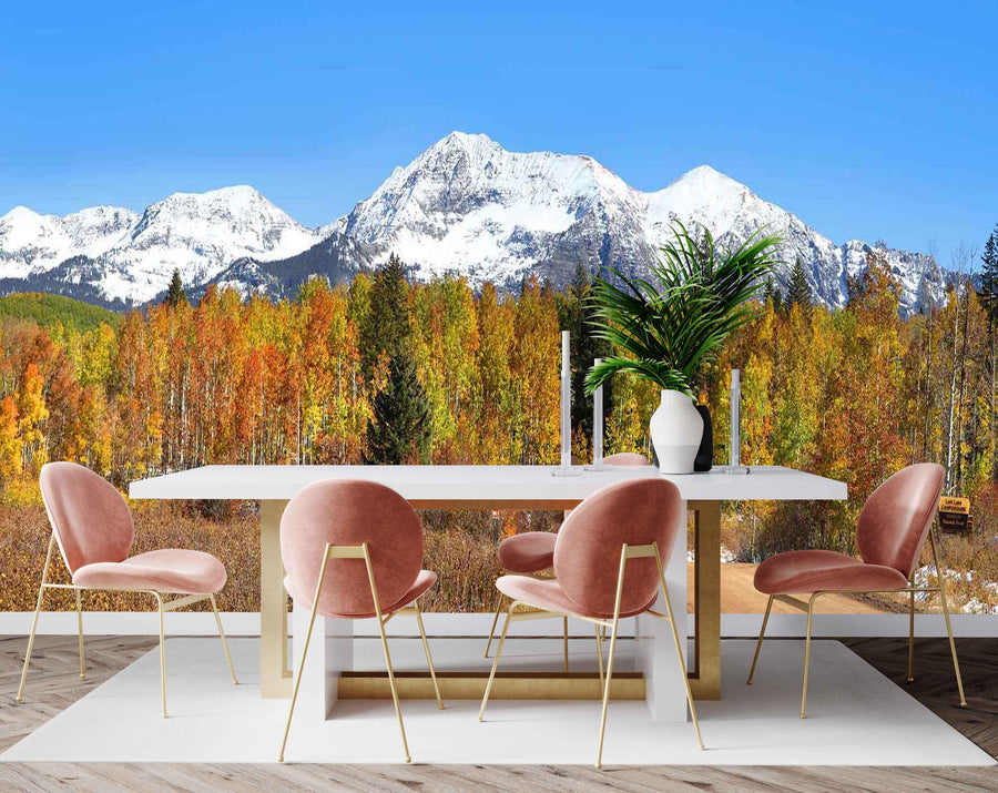 Colorado Mountains in Autumn Panorama Wall Mural Wallpaper Mural