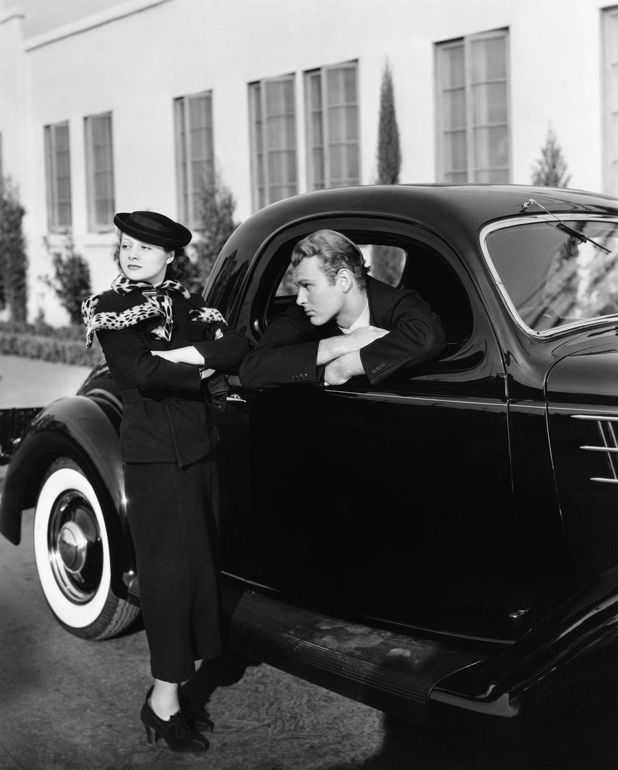 Couple with Antique Car Wall Mural – Peel and Stick Wall Murals Peel and stick Wall Mural Color Original Custom Size