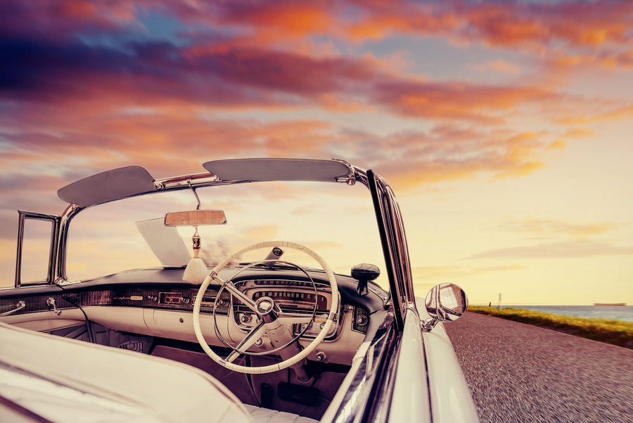 Fantastic Asphalt Road Along the Sea to the West Wall Mural Wallpaper Mural Color Original Custom Size