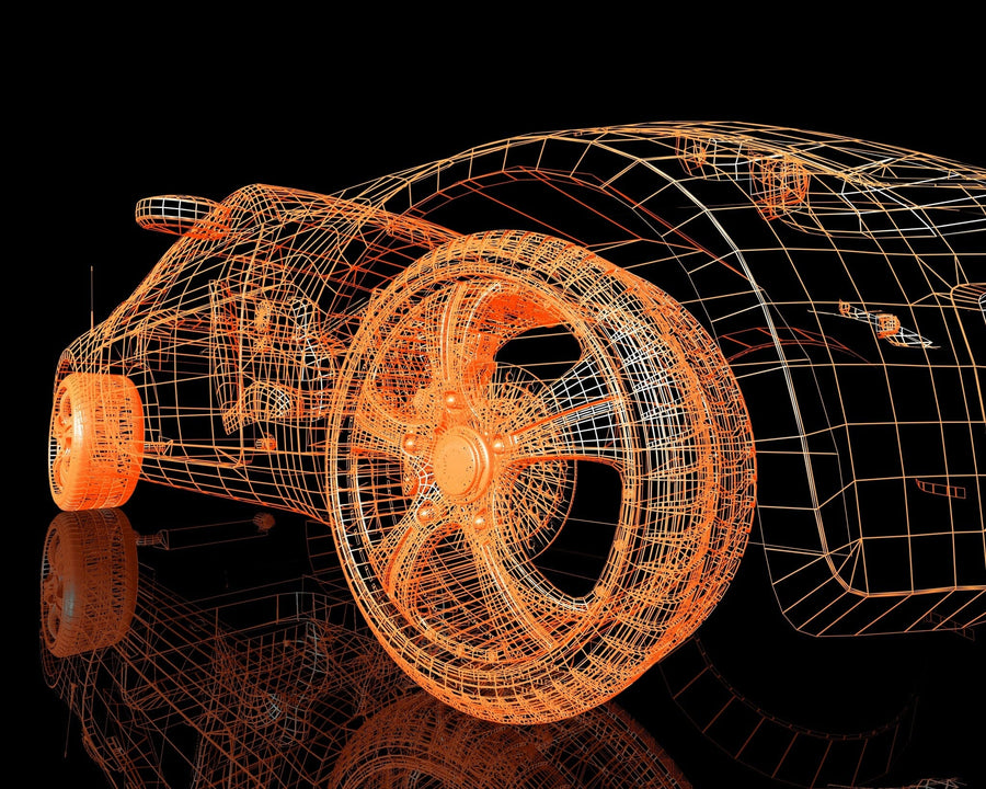 Futuristic Car Wireframe Wall Mural - Peel and Stick Wall Murals Peel and stick Wall Mural Color Original Custom Size