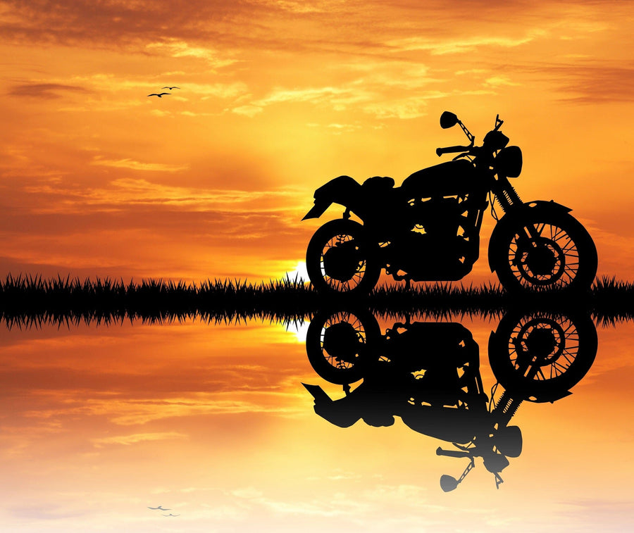 Motorcycle at Sunset Wall Mural Wallpaper Mural photo Color Original Custom Size