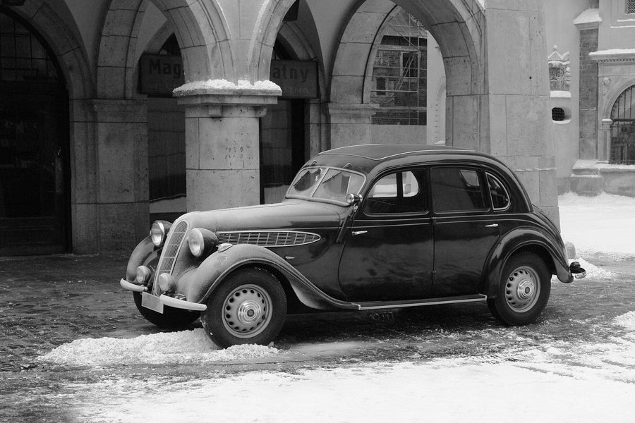 Vintage Car on the Street Wall Mural Peel and stick Wall Mural Color Original Custom Size