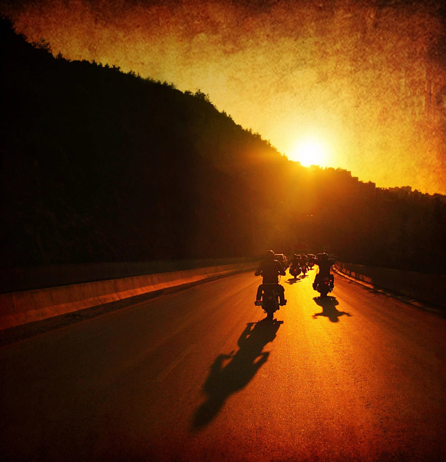 Motorcycle Ride at Sunset Wall Mural Wallpaper Mural photo Color Original Custom Size