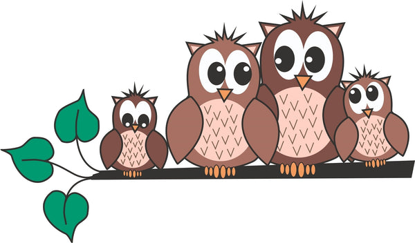 A Cute Owl Family Wall Mural Wallpaper Mural Color Original Custom Size