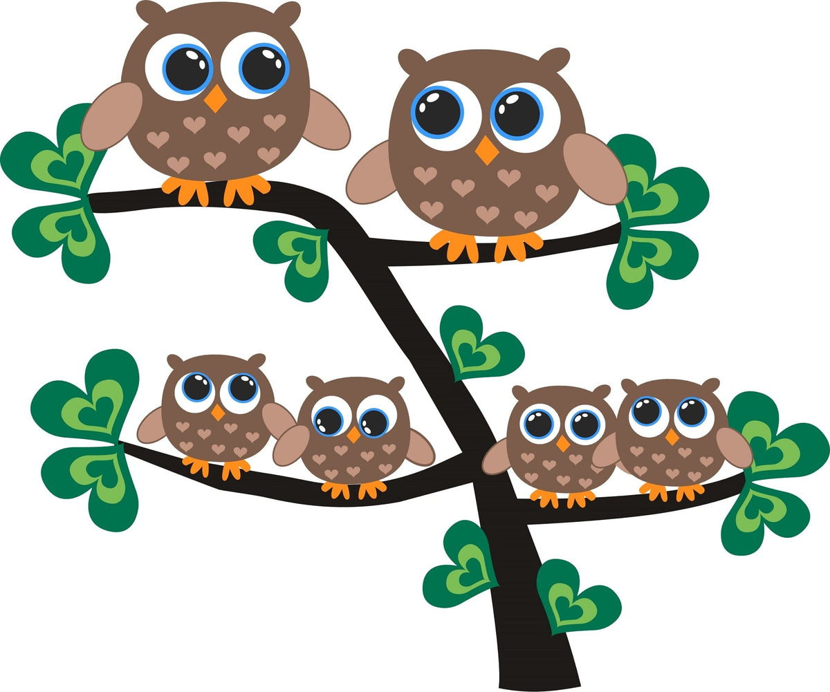 An Owl Family Peel and Stick Wall Mural Peel and stick Wall Mural Deposit photo Color Original Custom Size