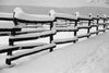 Closeup of Snowy Corral Poles as a Winter Background Wall Mural
