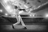 Black and white Baseball Player in Action – Peel and Stick Wall Murals