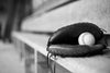 black and white catcher's mitt in dugout – Peel and Stick Wall Murals