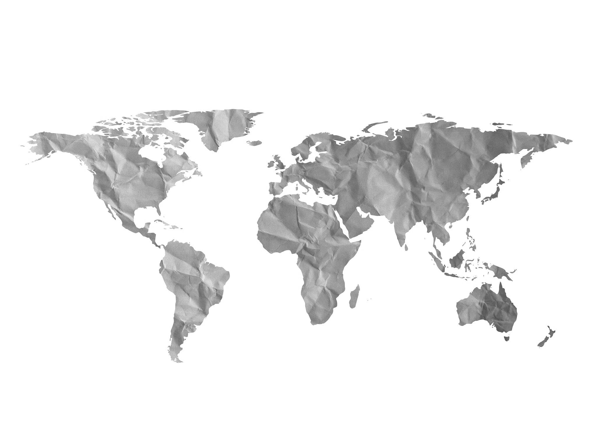 Crumpled Paper World Map Wall Mural - Peel and Stick Wall Murals