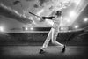 Monochrome Baseball player swinging the bat – Peel and Stick Wall Murals