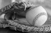 monochrome used baseball and a glove – Peel and Stick Wall Murals