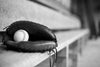 monochrome mitt with a baseball in the dugout – Peel and Stick Wall Murals