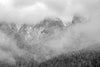 Foggy Mountain Peaks Covered with Pine Forests Wall Mural