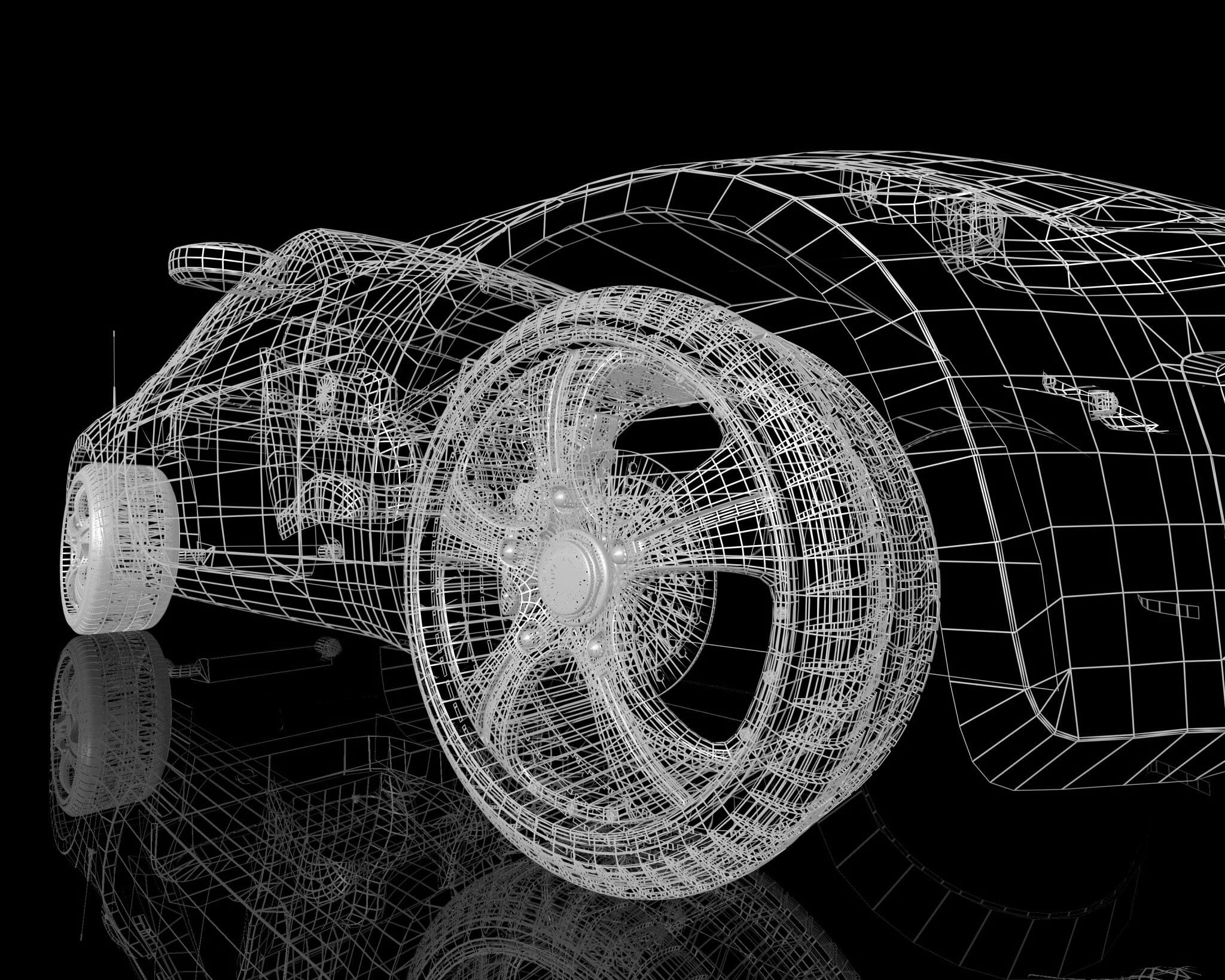 Futuristic Car Wireframe Wall Mural - PASWM