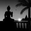 Monochrome Statue of Buddha during sunset – Peel and Stick Wall Murals