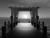 Monochrome wedding gazebo on the wooden pier with ocean view – Peel and Stick Wall Murals