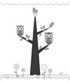 Owls on Branches Peel and Stick Wall Mural Peel and stick Wall Mural Deposit photo Black & White Original Custom Size