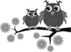 Pair of Gray Owls Peel and Stick Wall Mural Peel and stick Wall Mural Deposit photo Black & White Original Custom Size