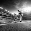 Black and white Professional Baseball Players on a Grand Field – Peel and Stick Wall Murals