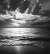 black and white stunning sunset sea with fluffy clouds in the sky – Peel and Stick Wall Murals