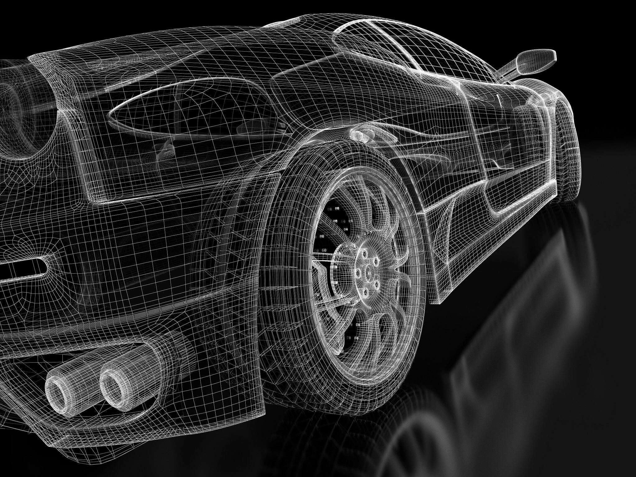 Supercar Wireframe Wall Mural - Peel and Stick Wall Murals