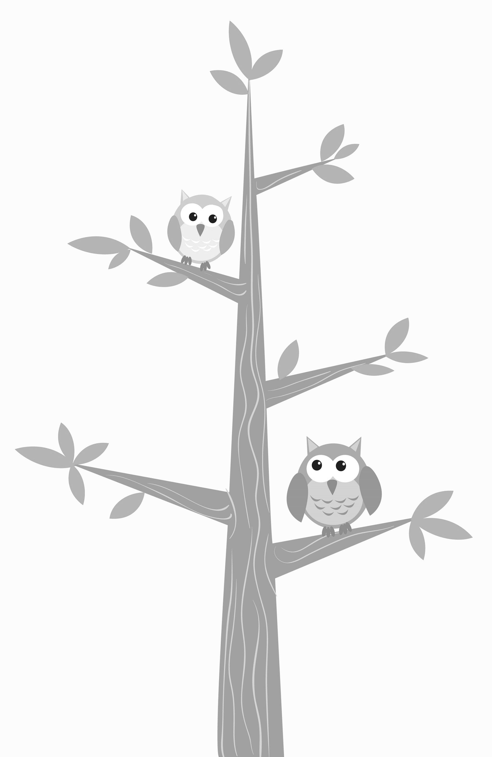 Two Owls on the Tree Wall Mural - PASWM