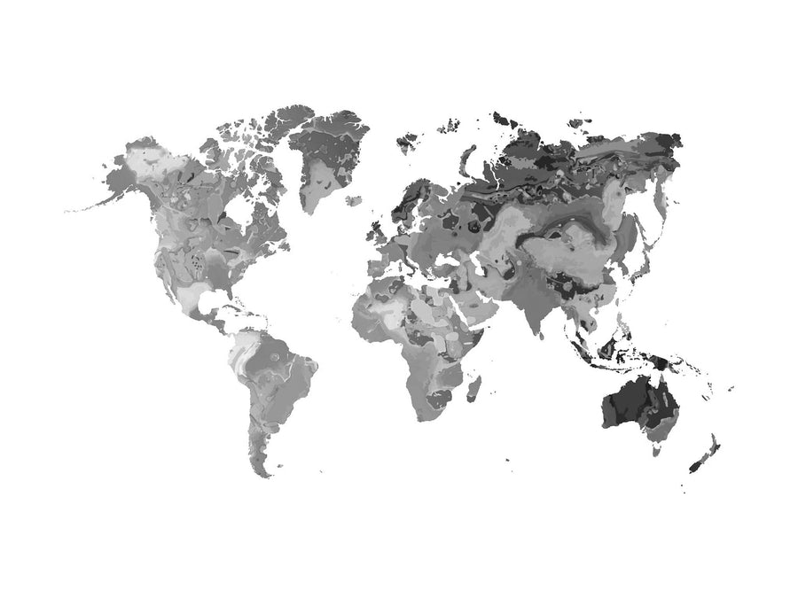 The World of Color Wall Mural features countries in varied hues depicting climate or geographical data: Americas in warm tones, Europe and Asia in cool blues and greens, Africa vibrant, Australia light blue. This custom mural enhances any room's style with its easy peel and stick design.