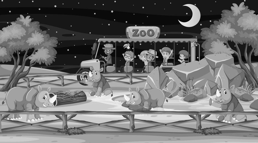 Zoo Night Safari Wall Mural Peel and stick Wall Mural PASWM 
