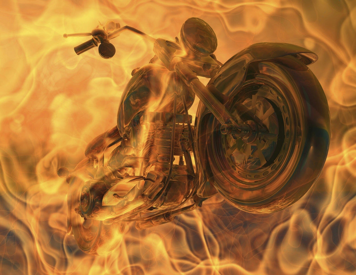 Bike in Flames Wall Mural Wallpaper Mural Deposit photo Color Original Custom Size