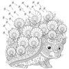 The Color My Dandy Lions Wall Mural COLOR ME IN showcases a whimsical hedgehog with blooming flowers on its back, intricate patterns, swirls, and drifting dandelion seeds. This design beautifully blends nature and fantasy, making it ideal for custom printed murals.