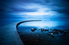 Blue Sea and Curved Jetty Wall Mural Peel and stick Wall Mural PASWM 