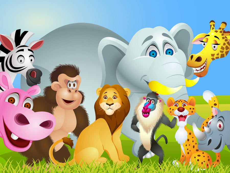 Cartoon Animals in the Forest Peel and Stick Wall Mural Peel and stick Wall Mural Color Original Custom Size