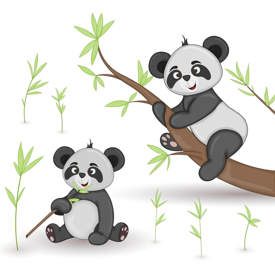 Cartoon Pandas Wall Mural Peel and stick Wall Mural Color Original Custom Size