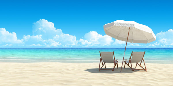 Chairs and umbrella on the beach – Peel and Stick Wall Murals