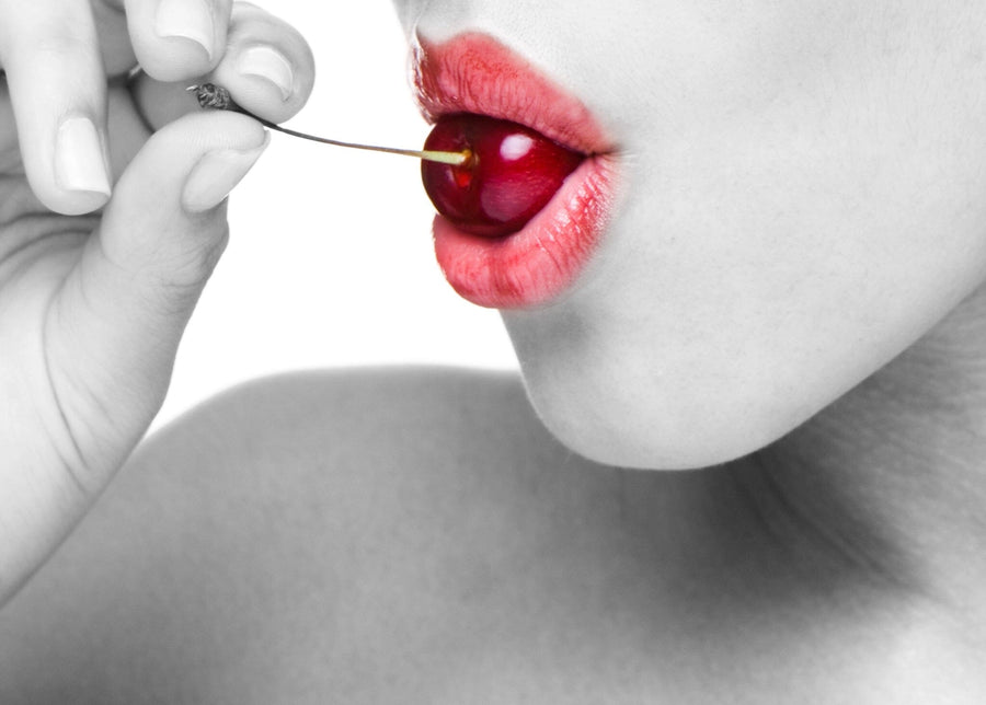 Cherry on Lips Wall Mural - Peel and Stick Wall Murals Peel and stick Wall Mural Color Original Custom Size