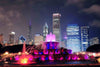 Chicago Buckingham Fountain Skyline Wall Mural Wallpaper Mural Deposit photo Color Custom Size