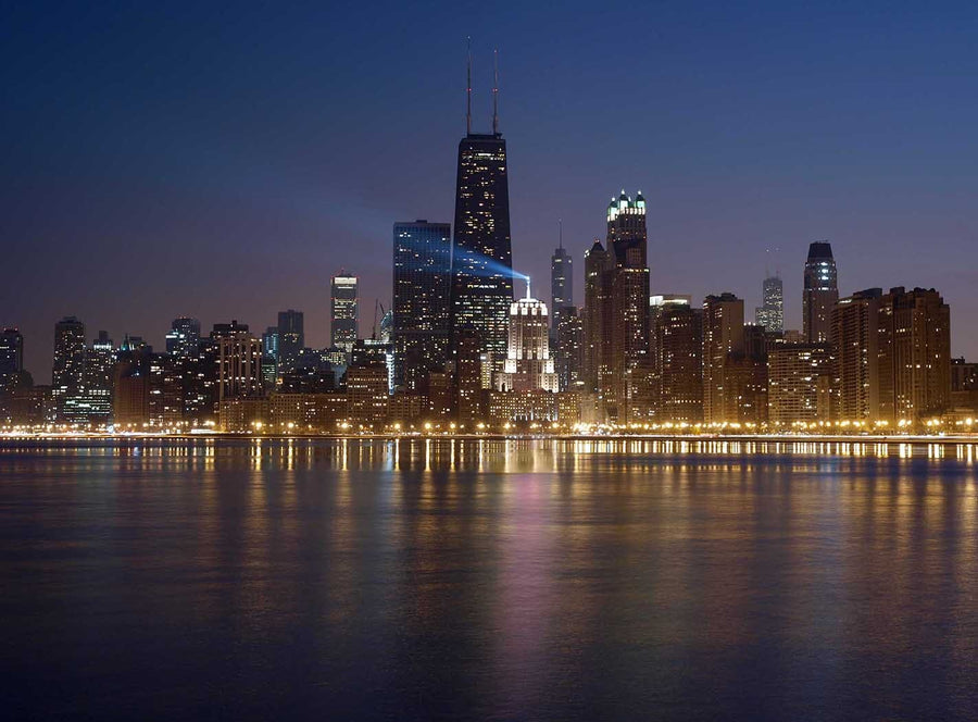 Chicago Night time Skyline Beacon Wall Mural Wallpaper Mural