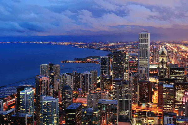 Chicago Skyline Dusk City and Lake Wall Mural