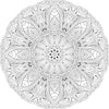 The Color My Celtic Mandala Wall Mural  COLOR ME IN features a black and white intricate mandala with symmetrical, radial patterns, including floral and leaf motifs, geometric layers, and curved lines, perfect as a peel-and-stick mural for adding detailed elegance to any space.