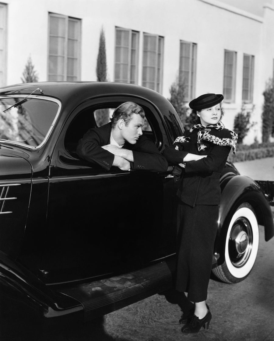 Couple with Antique Car Wall Mural – Peel and Stick Wall Murals Peel and stick Wall Mural Color Original Custom Size