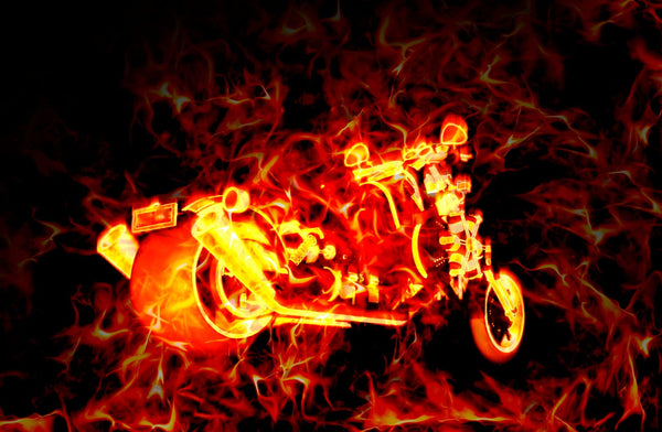 Fiery Burning Motorbike Wall Mural - Peel and Stick Wall Murals Peel and stick Wall Mural Deposit photo Color Original Custom Size