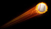 The Flying Baseball Wall Mural features a red-stitched baseball blazing through fiery trails on a black background, creating an energetic centerpiece that's perfect for adding excitement and style to any space.