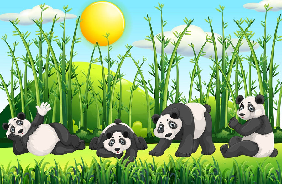 Four Pandas Peel and Stick Wall Mural Peel and stick Wall Mural Color Original Custom Size