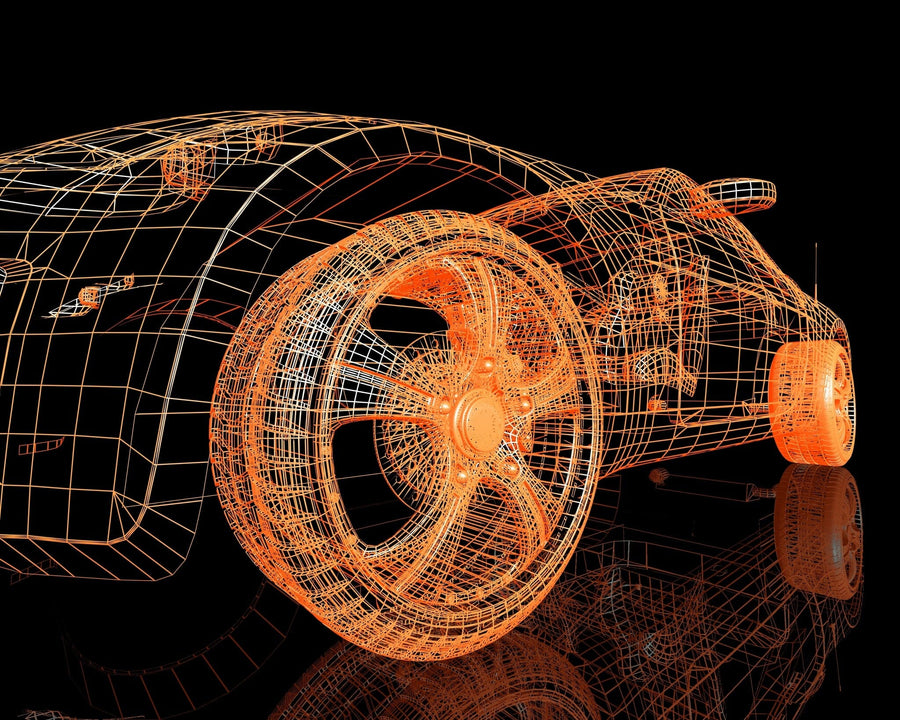 Futuristic Car Wireframe Wall Mural - Peel and Stick Wall Murals Peel and stick Wall Mural Color Original Custom Size