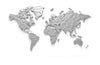 The Geometric Map Wall Mural features a gray, low-poly world map with angular continents on a white background, offering an abstract style and easy peel-and-stick installation for simple removal.