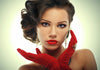 Girl in Red Gloves Wall Mural Peel and stick Wall Mural Color Original Custom Size