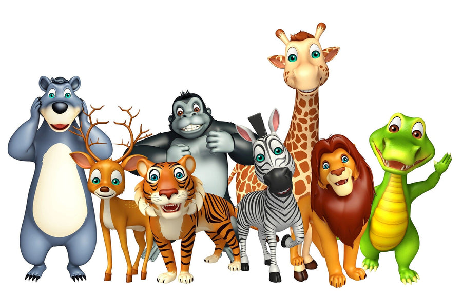 Happy Animal Gang Wall Mural Peel and stick Wall Mural PASWM 