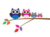 Happy Owl Family Wall Mural - Peel and Stick Wall Murals Peel and stick Wall Mural Deposit photo Color Original Custom Size