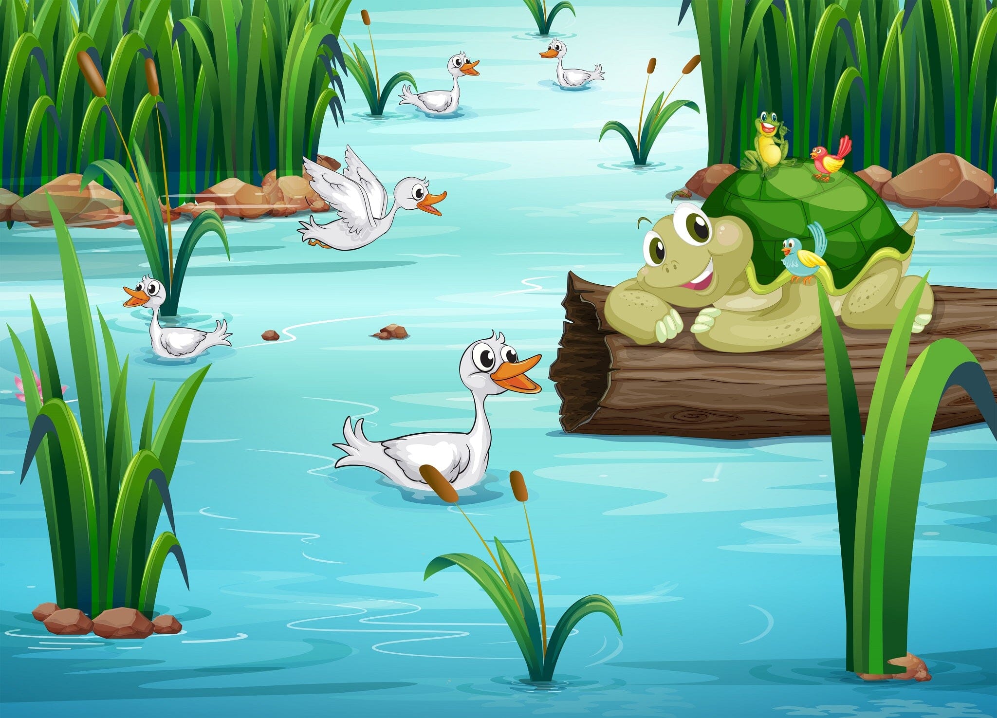 Happy Turtle and Friends Wall Mural - PASWM